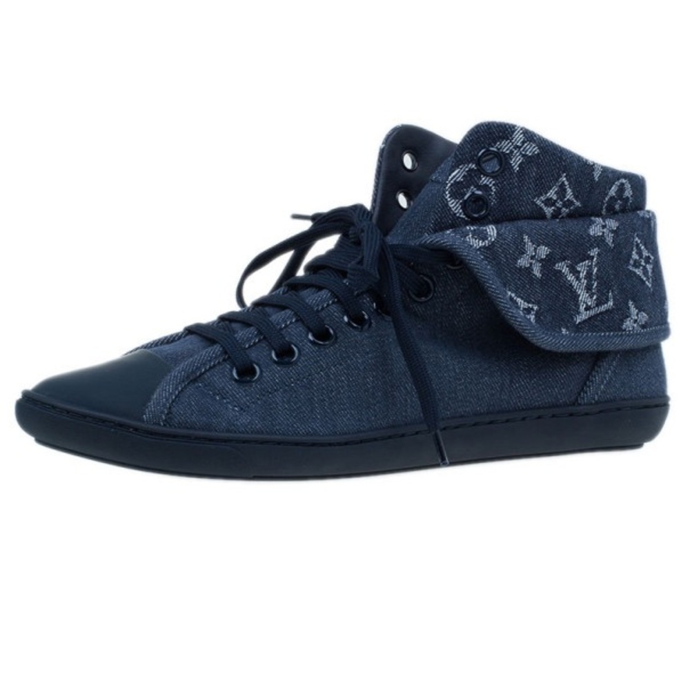 Louis Vuitton Women's Brea High Top Denim Blue Sneakers - 37.5 - Picture 2 of 6